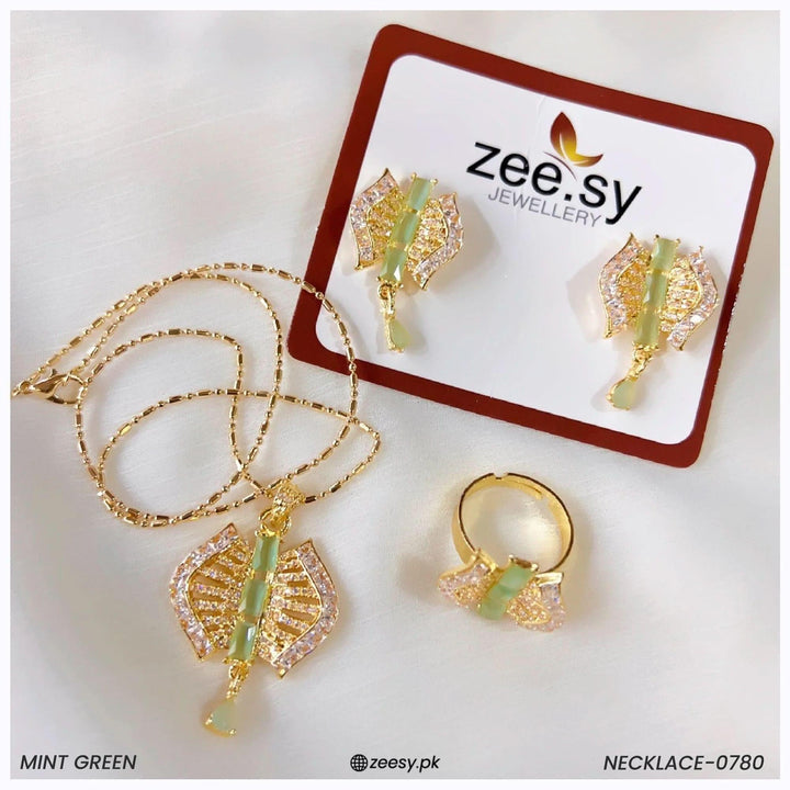Necklace-0780 Mint Green Necklace Sets - Zeesy Jewellery Pakistan | Premium Artificial & Imitation Jewellery