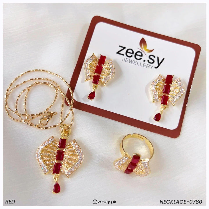 Necklace-0780 Red Necklace Sets - Zeesy Jewellery Pakistan | Premium Artificial & Imitation Jewellery