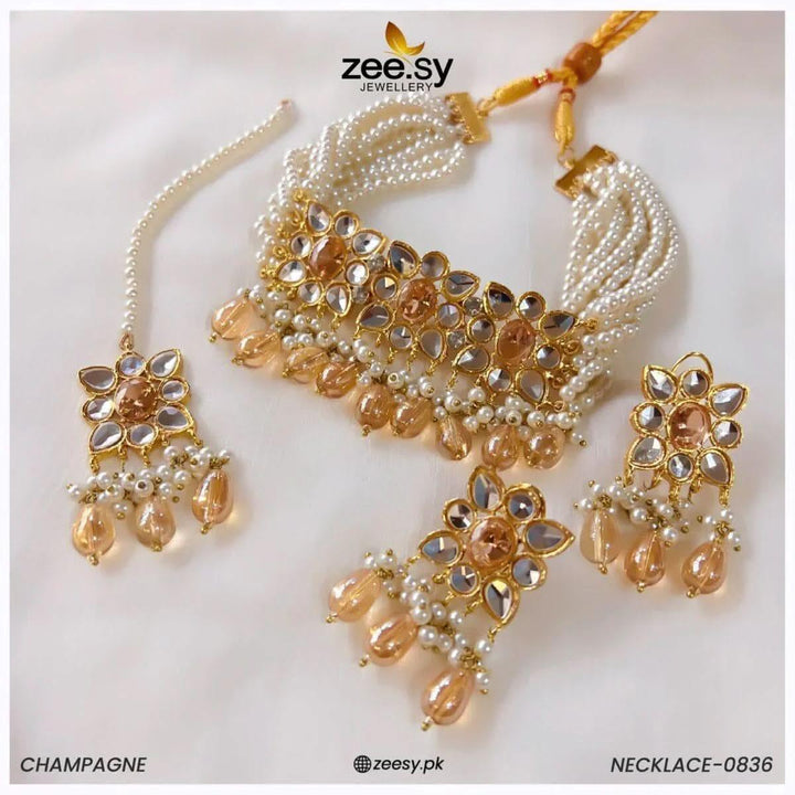 NECKLACE-0836 Champagne Necklace Sets - Zeesy Jewellery Pakistan | Premium Artificial & Imitation Jewellery