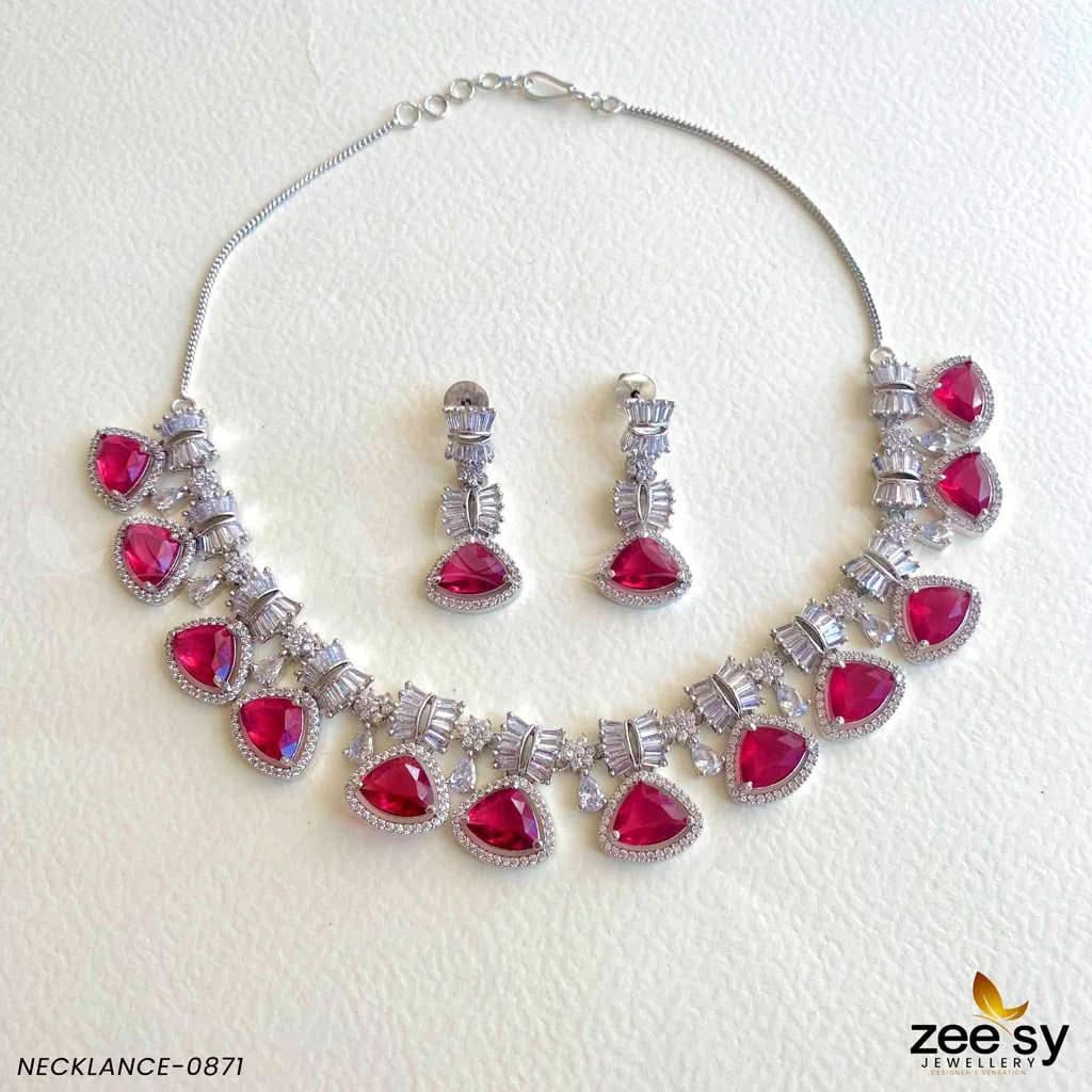 NECKLACE-0871 Red Necklace Sets - Zeesy Jewellery Pakistan | Premium Artificial & Imitation Jewellery
