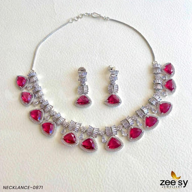 NECKLACE-0871 Red Necklace Sets - Zeesy Jewellery Pakistan | Premium Artificial & Imitation Jewellery