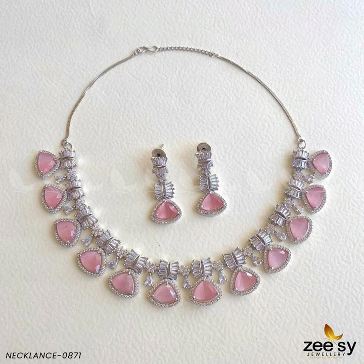 NECKLACE-0871 Pink Necklace Sets - Zeesy Jewellery Pakistan | Premium Artificial & Imitation Jewellery