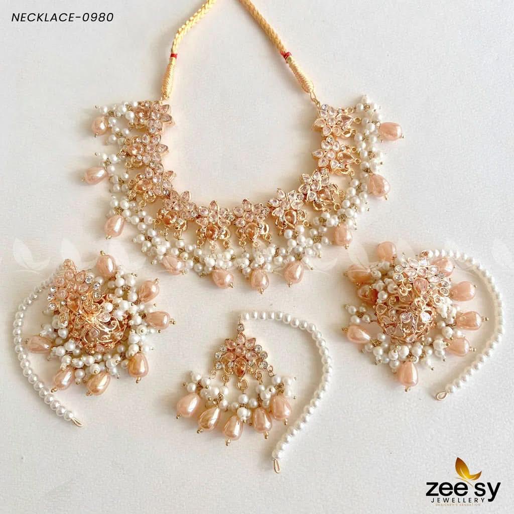 Necklace-0980 Champagne Necklace Sets - Zeesy Jewellery Pakistan | Premium Artificial & Imitation Jewellery