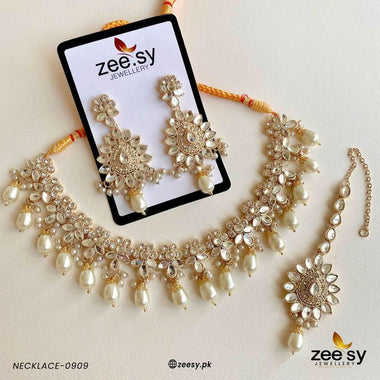 NECKLACE-0909 Golden Necklace Sets - Zeesy Jewellery Pakistan | Premium Artificial & Imitation Jewellery