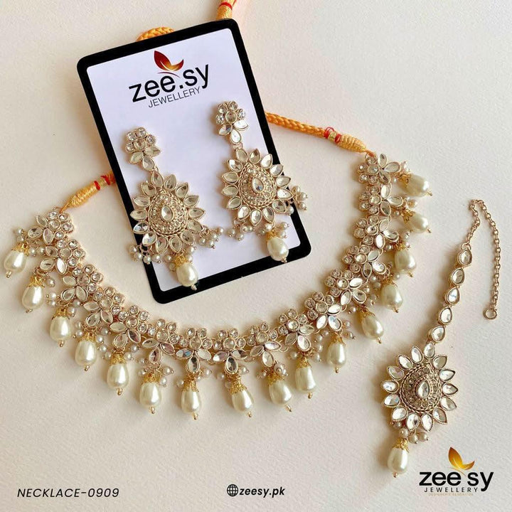 NECKLACE-0909 Golden Necklace Sets - Zeesy Jewellery Pakistan | Premium Artificial & Imitation Jewellery