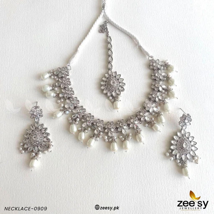NECKLACE-0909 Silver Necklace Sets - Zeesy Jewellery Pakistan | Premium Artificial & Imitation Jewellery