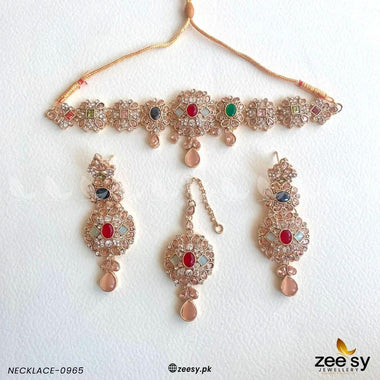 NECKLACE-0965 Golden Multi Necklace Sets - Zeesy Jewellery Pakistan | Premium Artificial & Imitation Jewellery