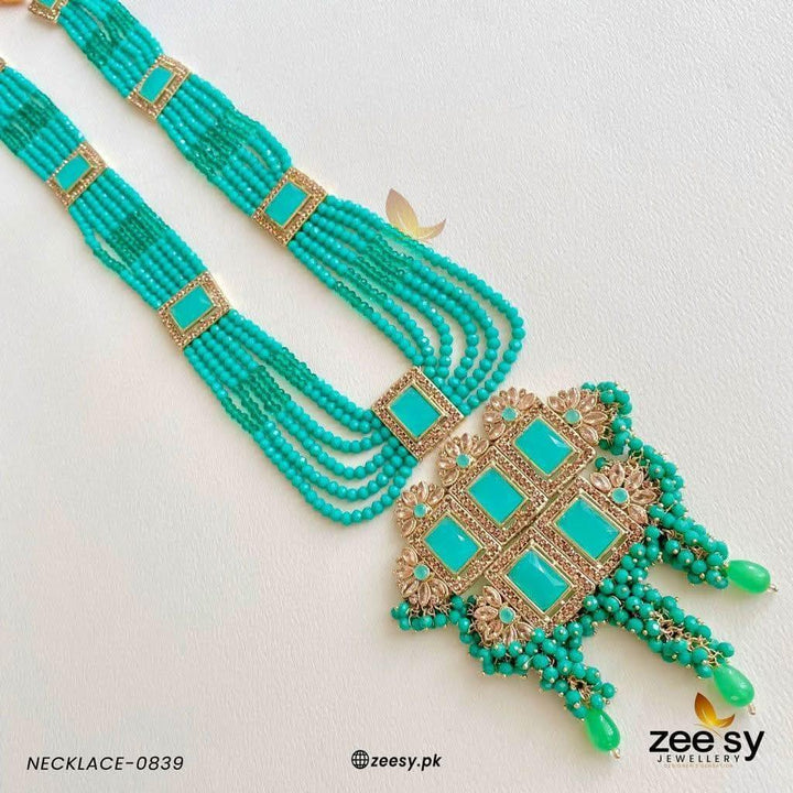 MALLA NECKLACE-0839 Sea Green Necklace Sets - Zeesy Jewellery Pakistan | Premium Artificial & Imitation Jewellery
