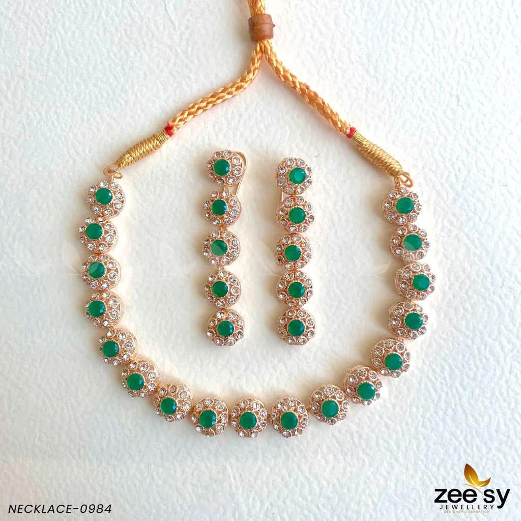 NECKLACE-0985 Green Necklace Sets - Zeesy Jewellery Pakistan