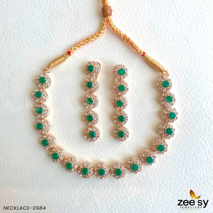 NECKLACE-0985 Green Necklace Sets - Zeesy Jewellery Pakistan | Premium Artificial & Imitation Jewellery