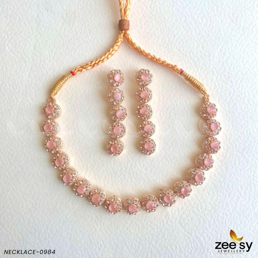 NECKLACE-0985 Mint Pink Necklace Sets - Zeesy Jewellery Pakistan