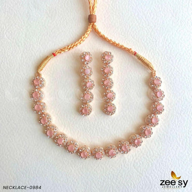 NECKLACE-0985 Mint Pink Necklace Sets - Zeesy Jewellery Pakistan | Premium Artificial & Imitation Jewellery