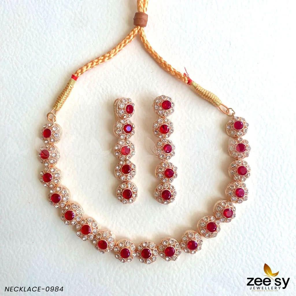 NECKLACE-0985 Red Necklace Sets - Zeesy Jewellery Pakistan