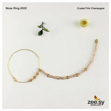 NOSE RING-0002 Crystal Pink Champagne Nose ring - Zeesy Jewellery Pakistan | Premium Artificial & Imitation Jewellery