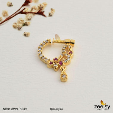 Nose Ring-0033 Golden Rubi Nose ring - Zeesy Jewellery Pakistan | Premium Artificial & Imitation Jewellery