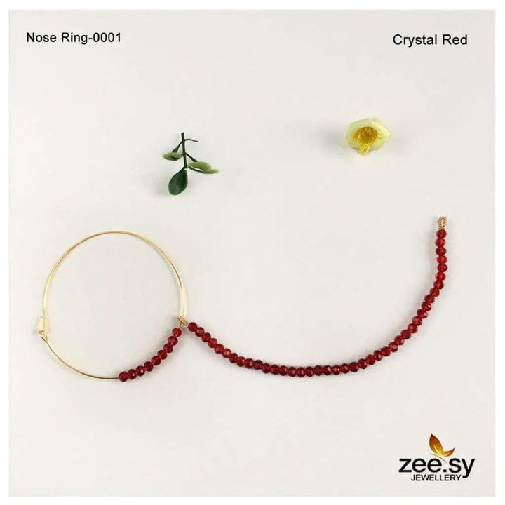 Wedding Nose Ring-0001 Crystal Red Nose ring - Zeesy Jewellery Pakistan | Premium Artificial & Imitation Jewellery
