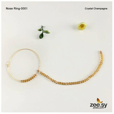 Wedding Nose Ring-0001 Crystal Champagne Nose ring - Zeesy Jewellery Pakistan | Premium Artificial & Imitation Jewellery