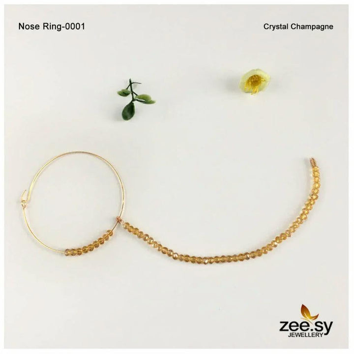 Wedding Nose Ring-0001 Crystal Champagne Nose ring - Zeesy Jewellery Pakistan | Premium Artificial & Imitation Jewellery