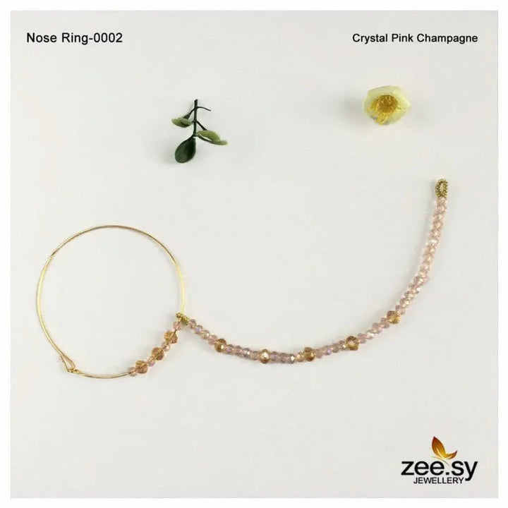 Wedding Nose Ring-0001 Crystal Pink Champagne Nose ring - Zeesy Jewellery Pakistan | Premium Artificial & Imitation Jewellery