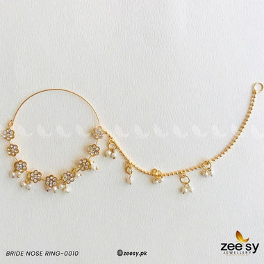 Floral Pave Bride Nose Ring Pearl Nose ring - Zeesy Jewellery Pakistan | Premium Artificial & Imitation Jewellery