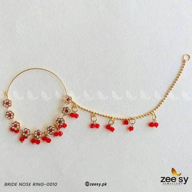 Floral Pave Bride Nose Ring Red Nose ring - Zeesy Jewellery Pakistan | Premium Artificial & Imitation Jewellery