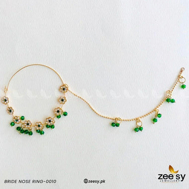 Floral Pave Bride Nose Ring Green Nose ring - Zeesy Jewellery Pakistan | Premium Artificial & Imitation Jewellery