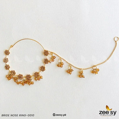 Floral Pave Bride Nose Ring Champagne Nose ring - Zeesy Jewellery Pakistan | Premium Artificial & Imitation Jewellery