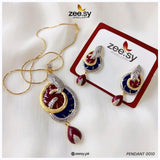 Pendant-0010 Blue & Red Pendant - Zeesy Jewellery Pakistan | Premium Artificial & Imitation Jewellery
