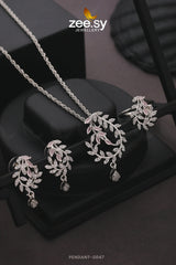 PENDANT-0047 Silver Mint Pink Pendant - Zeesy Jewellery Pakistan | Premium Artificial & Imitation Jewellery