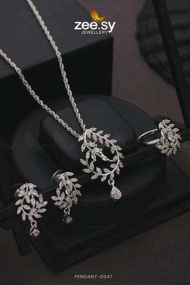PENDANT-0047 Silver White Pendant - Zeesy Jewellery Pakistan | Premium Artificial & Imitation Jewellery