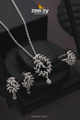 PENDANT-0047 Silver White Pendant - Zeesy Jewellery Pakistan | Premium Artificial & Imitation Jewellery
