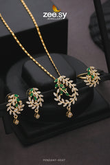 PENDANT-0047 Golden Green Pendant - Zeesy Jewellery Pakistan | Premium Artificial & Imitation Jewellery