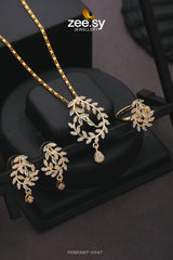 PENDANT-0047 Golden Mint Green Pendant - Zeesy Jewellery Pakistan | Premium Artificial & Imitation Jewellery