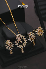 PENDANT-0047 Golden Mint Pink Pendant - Zeesy Jewellery Pakistan | Premium Artificial & Imitation Jewellery