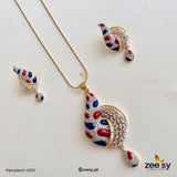 PENDANT-0011 Red-Blue Pendant - Zeesy Jewellery Pakistan | Premium Artificial & Imitation Jewellery