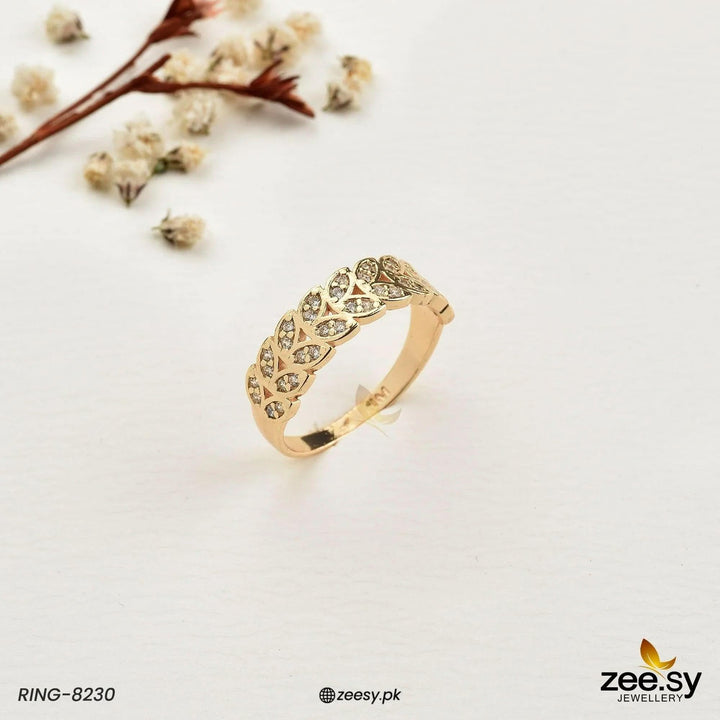 Vlora Pave Wheat Stackable Ring Rings - Zeesy Jewellery Pakistan | Premium Artificial & Imitation Jewellery