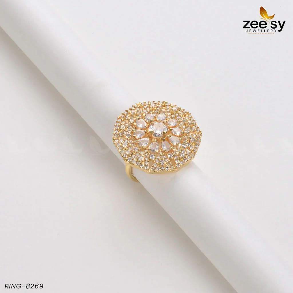 Round Ring-8269 Golden White Rings - Zeesy Jewellery Pakistan