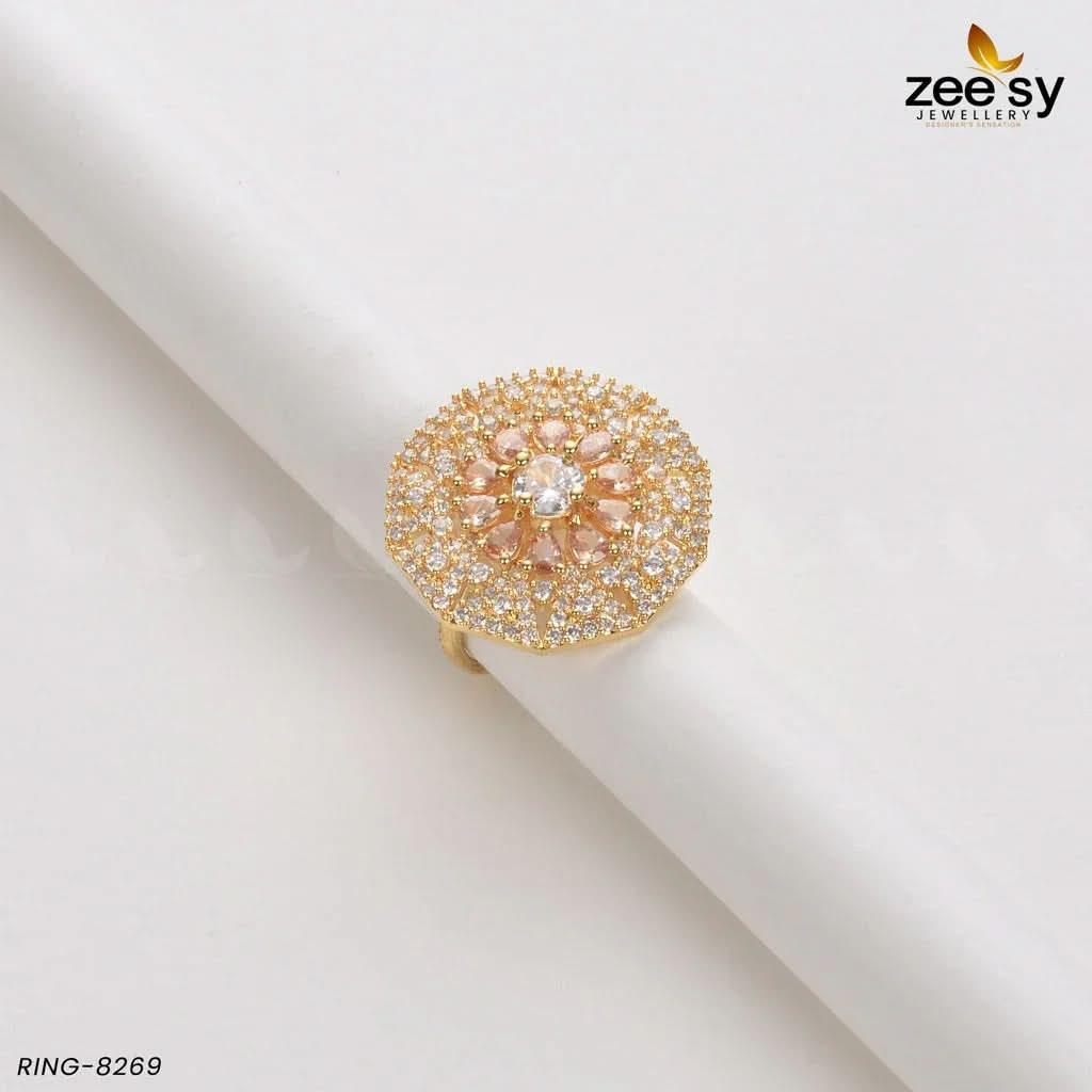Round Ring-8269 Golden Champagne Rings - Zeesy Jewellery Pakistan