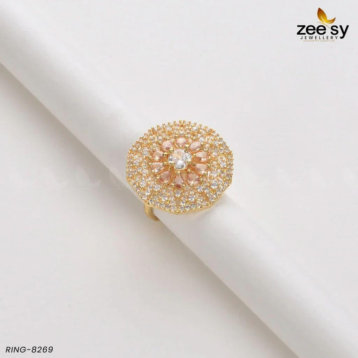 Round Ring-8269 Golden Champagne Rings - Zeesy Jewellery Pakistan | Premium Artificial & Imitation Jewellery
