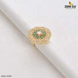 Round Ring-8269 Golden Green Rings - Zeesy Jewellery Pakistan
