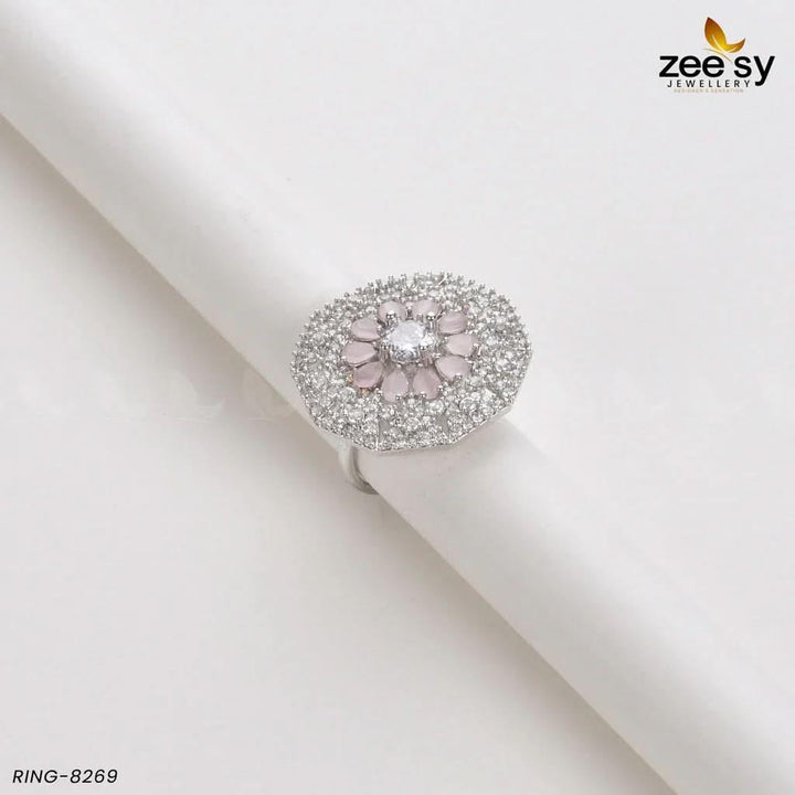 Round Ring-8269 Silver Mint Pink Rings - Zeesy Jewellery Pakistan | Premium Artificial & Imitation Jewellery