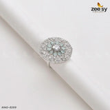 Round Ring-8269 Silver Mint Green Rings - Zeesy Jewellery Pakistan