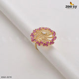 Rhinestone Ring-8276 Golden Red Rings - Zeesy Jewellery Pakistan | Premium Artificial & Imitation Jewellery
