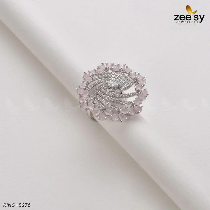 Rhinestone Ring-8276 Silver Mint Pink Rings - Zeesy Jewellery Pakistan | Premium Artificial & Imitation Jewellery