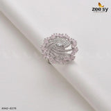 Rhinestone Ring-8276 Silver Mint Pink Rings - Zeesy Jewellery Pakistan | Premium Artificial & Imitation Jewellery