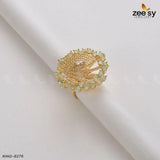 Rhinestone Ring-8276 Golden Mint Green Rings - Zeesy Jewellery Pakistan | Premium Artificial & Imitation Jewellery