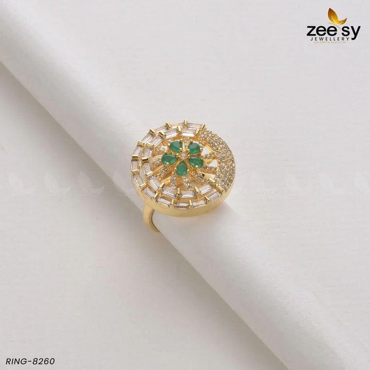 RING-8260 Golden Green Rings - Zeesy Jewellery Pakistan | Premium Artificial & Imitation Jewellery