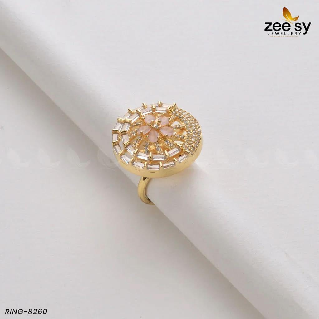 RING-8260 Golden Mint Pink Rings - Zeesy Jewellery Pakistan | Premium Artificial & Imitation Jewellery