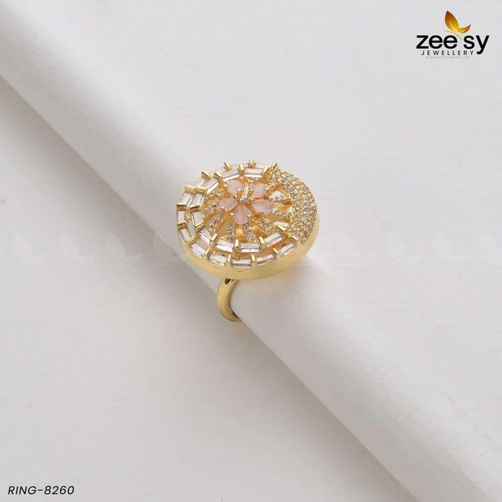 RING-8260 Golden Mint Pink Rings - Zeesy Jewellery Pakistan | Premium Artificial & Imitation Jewellery