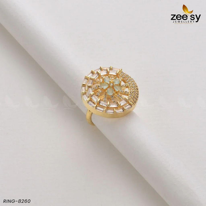RING-8260 Golden Mint Green Rings - Zeesy Jewellery Pakistan | Premium Artificial & Imitation Jewellery